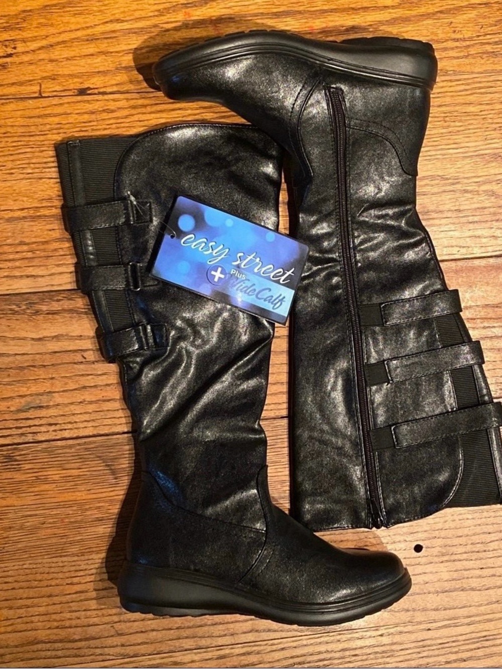 Easy Street Black Wide-Calf Knee Boots